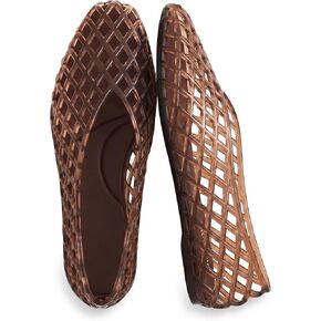 Molozoey Jelly Shoes Women Casual Slip on Mesh Ballet Flats Comfortable Jelly Sandals for Women Beige Hollow Breathable Summer Sandals in Saudi Arabia