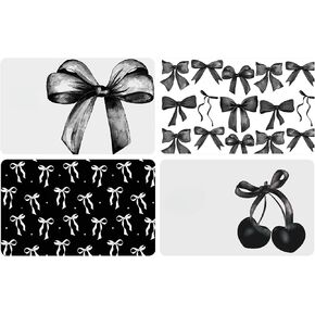 4PCS Credit Card Sticker Cover Set, Credit Card Skin for Debit Cards, Cute Bow Elegant Waterproof PVC Anti-Wrinkling ID Cover Anti-wrinkling for Transportation Key Fun Gift Idea(Black) in Saudi Arabia
