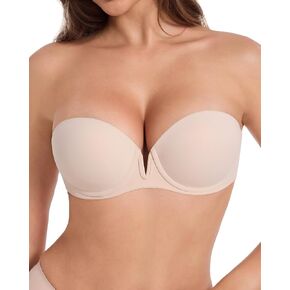 HACI Strapless Push Up Bra Plunge Deep V Thick Padded 1.5 Cup Underwire Multiway Bra in Saudi Arabia