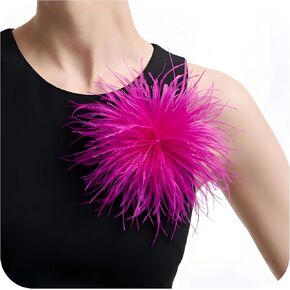 190mm Ostrich Feather Brooch Pin for Women Men Fluffy Large Feather Corsage Hair Clip Lapel Pin Wedding Bridal Derby Hat Cocktail Party Banquet Prom Accessories Jewelry Gift in Saudi Arabia