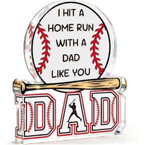 Dad Gifts from Daughter Son, Baseball Fathers Day Birthday Gift for Dad,Funny Baseball Decor Sign, Step First Time Bonus New Daddy Father in Law Papa Gifts for Sports Fans,Baseball Accessories Stuff in Saudi Arabia