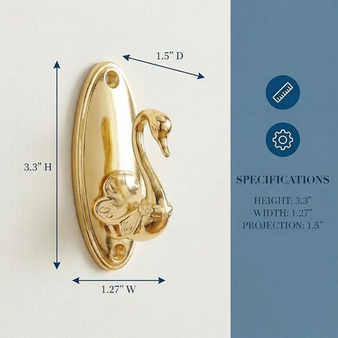 2Pcs Vintage Curtain Tiebacks Swan Style Brass Holdbacks Gold Drapery Hooks for Wall Decor Elegant Curtain Holders with Rod Design for Curtains Classic Swan Holder Hardware in Kuwait