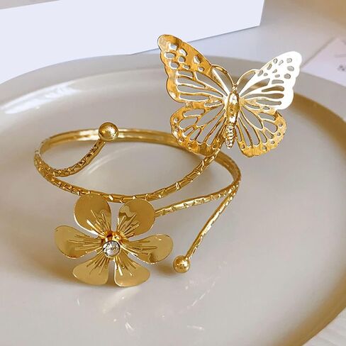 2 Pcs Gold Curtain Tiebacks, Butterfly Flower Drapery Holdbacks, Decorative Modern Window Curtain Clips for Farmhouse & Cottagecore Bedroom, Living Room, and Hotel Decorations in Saudi Arabia