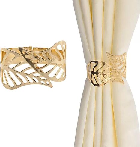 2 Pcs Gold Curtain Tiebacks, Butterfly Flower Drapery Holdbacks, Decorative Modern Window Curtain Clips for Farmhouse & Cottagecore Bedroom, Living Room, and Hotel Decorations in Saudi Arabia