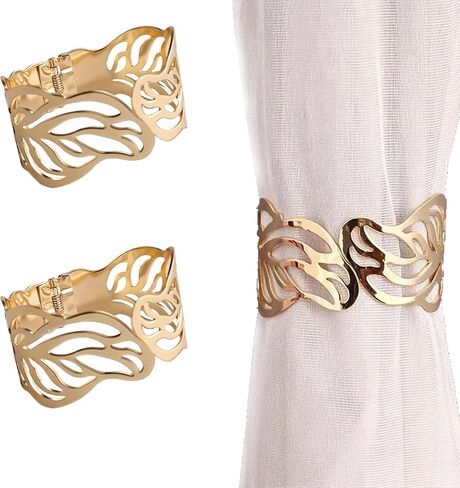2 Pcs Gold Curtain Tiebacks, Butterfly Flower Drapery Holdbacks, Decorative Modern Window Curtain Clips for Farmhouse & Cottagecore Bedroom, Living Room, and Hotel Decorations in Saudi Arabia