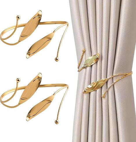 2 Pcs Gold Curtain Tiebacks, Butterfly Flower Drapery Holdbacks, Decorative Modern Window Curtain Clips for Farmhouse & Cottagecore Bedroom, Living Room, and Hotel Decorations in Saudi Arabia