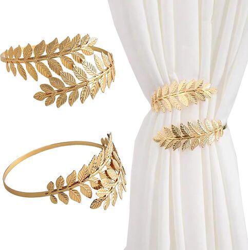 2 Pcs Gold Curtain Tiebacks, Butterfly Flower Drapery Holdbacks, Decorative Modern Window Curtain Clips for Farmhouse & Cottagecore Bedroom, Living Room, and Hotel Decorations in Saudi Arabia