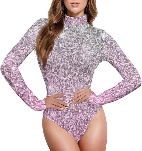 Aflyko Women Bodysuit Tops Long Sleeve Turtleneck Jumpsuit Shirts in Saudi Arabia