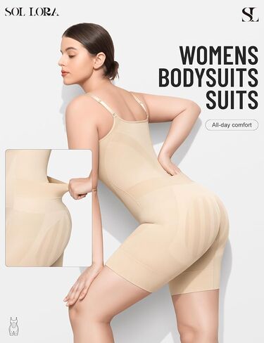 Shapewear Bodysuit for Women Tummy Control, Bathroom-Friendly Bodysuit Mid Thigh Body Shaper for Daily Wear in Saudi Arabia
