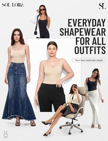 Shapewear Bodysuit for Women Tummy Control, Bathroom-Friendly Bodysuit Mid Thigh Body Shaper for Daily Wear in Saudi Arabia