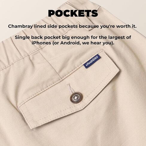 Chubbies Chino Shorts Men 5.5 Inch - Mens Shorts Casual with Elastic Waistband, Side and Back Pockets, Stretch Cotton Blend in Kuwait
