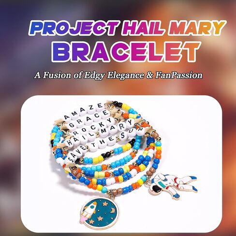 AICase لمشروع Hail Mary Merch Rocky Gifts مستوحاة من الأساور 5 قطع قابلة للتكديس ومطاطة مطرزة أساور الصداقة زي قميص الزي قبعة ملصق ملصق هدايا بضائع فخمة لمحبي النساء عيد ميلاد_1 in Kuwait