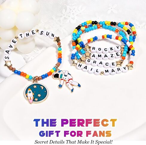 AICase لمشروع Hail Mary Merch Rocky Gifts مستوحاة من الأساور 5 قطع قابلة للتكديس ومطاطة مطرزة أساور الصداقة زي قميص الزي قبعة ملصق ملصق هدايا بضائع فخمة لمحبي النساء عيد ميلاد_1 in Kuwait