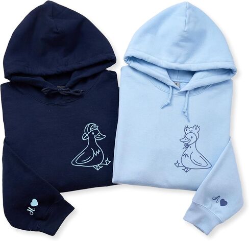 مطابقة مطرزة حسب الطلب من COUPLEHOODIES - تصميم بطة لطيف للصديق والصديقة in Kuwait
