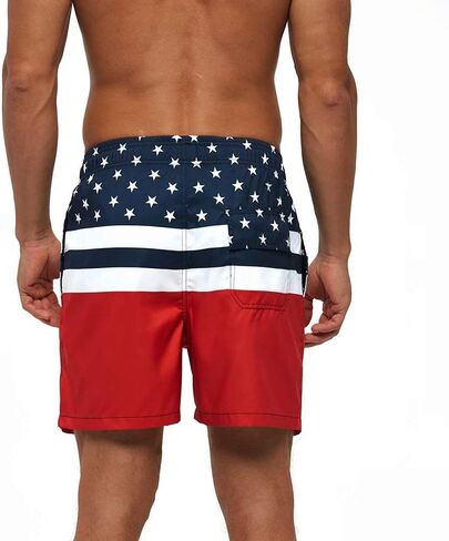 Mens Swim Trunks Quick Dry Boardshorts with Mesh Lining Above Knee Swimwear Bathing Suits (US Flag, M) in Saudi Arabia