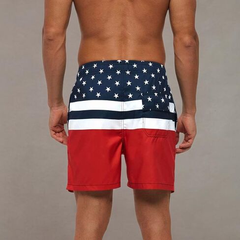 Mens Swim Trunks Quick Dry Boardshorts with Mesh Lining Above Knee Swimwear Bathing Suits (US Flag, M) in Saudi Arabia