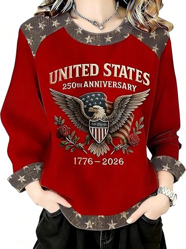 Women's 250 Anniversary USA Shirt America Flag Sweatshirt Casual 250 Years of Liberty Flag Patriotic Shirt in Saudi Arabia