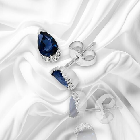 14K الذهب الأبيض الياقوت الحقيقي 1Ct، أقراط الماس، على شكل كمثرى in Kuwait