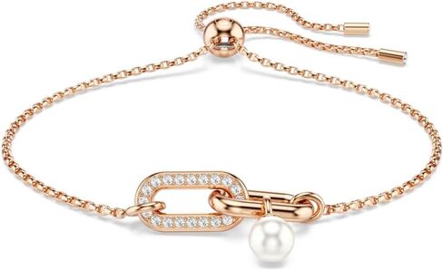 Swarovski Constella bracelet Crystal pearl, Round cut, White, Rose gold-tone plated in Kuwait