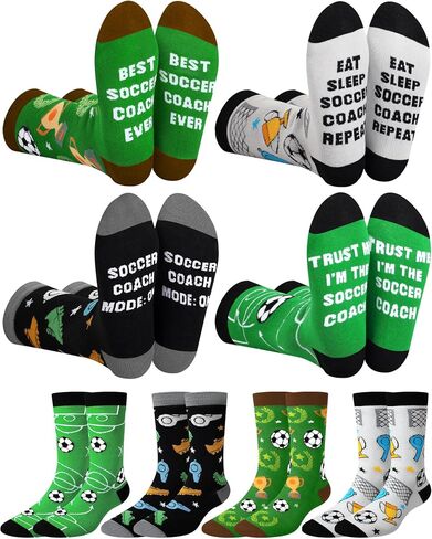 Ramede 4 Pairs Best Coach Socks for Men Casual Cotton Crew Socks Appreciation Gifts for Basketball Baseball Soccer Coaches in Kuwait
