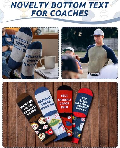Ramede 4 Pairs Best Coach Socks for Men Casual Cotton Crew Socks Appreciation Gifts for Basketball Baseball Soccer Coaches in Kuwait