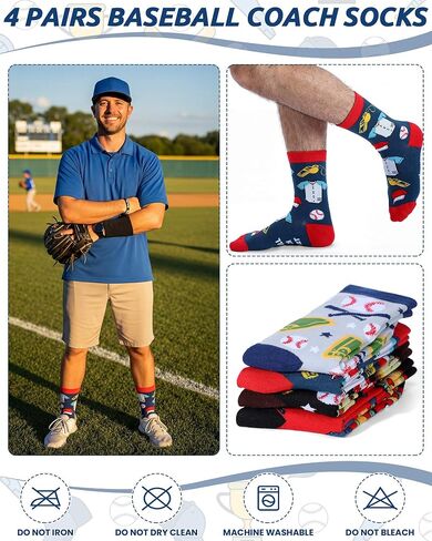 Ramede 4 Pairs Best Coach Socks for Men Casual Cotton Crew Socks Appreciation Gifts for Basketball Baseball Soccer Coaches in Kuwait