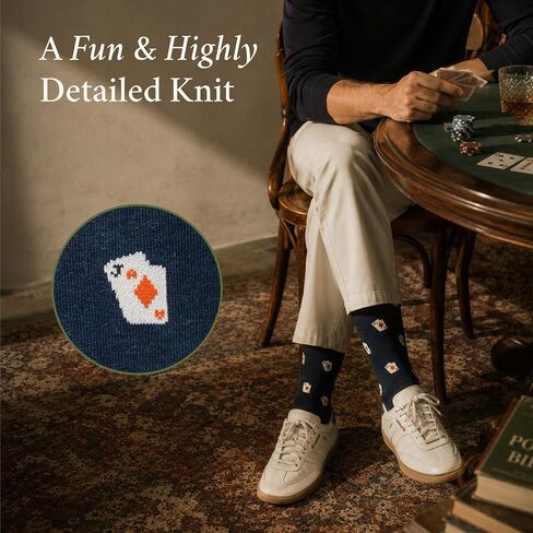 The Dealer's Favorite Socks – Casino Gifts for Men – Perfect Blackjack Gift – 1 x Pair, Size US 8-13, Navy – Funny Gambler Gifts for Poker Players, Dad, Boyfriend in Saudi Arabia