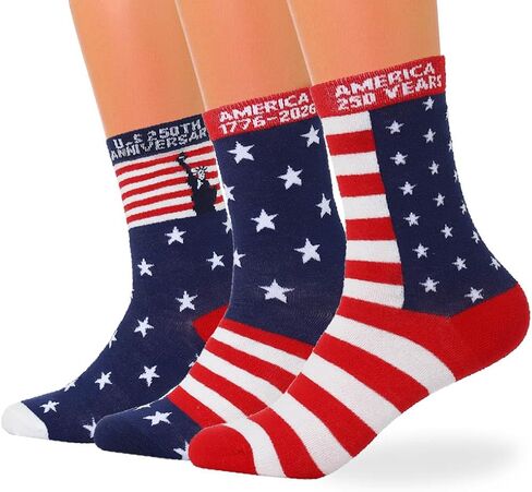 Campsis USA 250th Anniversary Crew Socks, Fourth of July Independence Day Novelty Socks in Kuwait