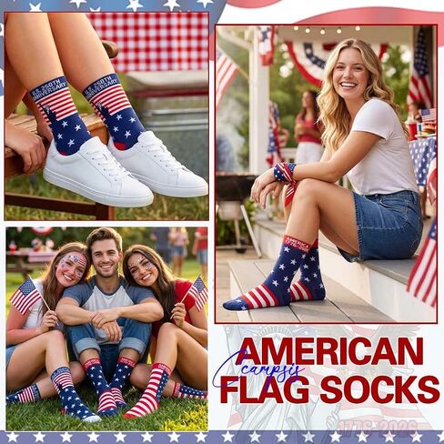 Campsis USA 250th Anniversary Crew Socks, Fourth of July Independence Day Novelty Socks in Kuwait