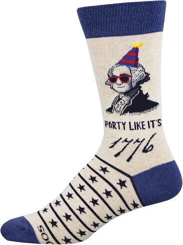 جوارب Socksmith للرجال، George Washington Party Like It's 1776، عاجي، زوج واحد in Kuwait