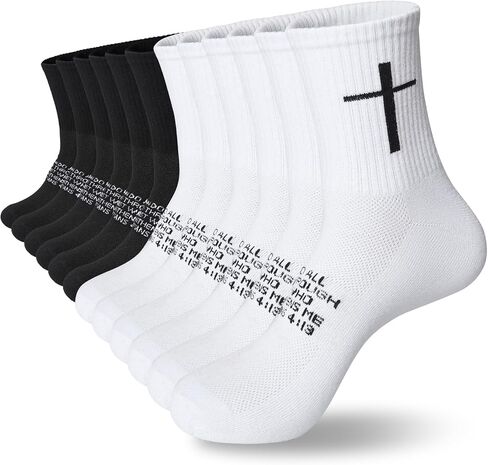 6 Pairs Christian Cross Socks Prayer Stockings with Bible Verse for Church & Daily Wear Christian Gift for Christmas in Saudi Arabia