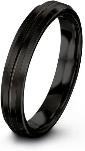 Tungsten Wedding Band Ring 4mm Men Women Comfort Fit Black Grey Bevel Edge Brushed Polished in Saudi Arabia