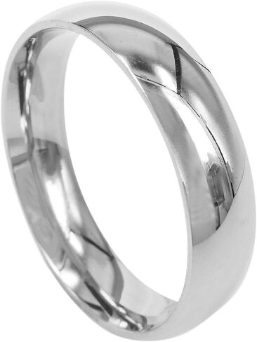 Everstone Men Titanium Ring Dome Polished Anniversary Wedding Ring Silver 6mm Size 3.5-16.5 in Saudi Arabia