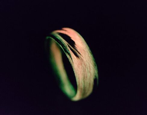 Carbon Fiber Red/Orange Marbled Glow Ring, Matte Finish, Glow-in-the-Dark, Durable, Waterproof, Sizes 4-16, Custom Bandwidths, Made in USA in Saudi Arabia