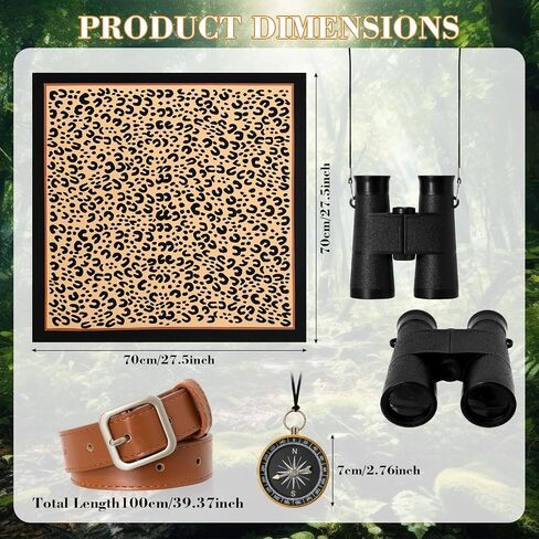 Twistover 5 Pcs Women Safari Costume Hiking Hat Leopard Scarf Compass Black Binoculars Sleeveless Skirt for Halloween Cosplay in Saudi Arabia