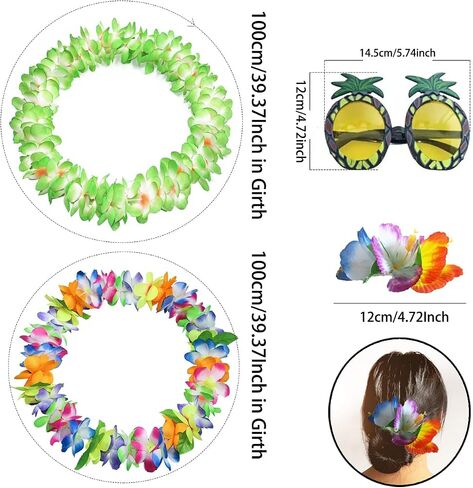 Hawaiian Hula Skirt Green Leaf Skirt with Leis Set Hairclip Outfits for Summer Luau Party, Extra Plus large for Adult (Green) in Saudi Arabia