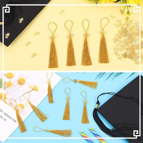 Mini Graduation Tassels, 50pcs Mini GradeTassels with 50pcs 2026 Tassel Charms for Graduation Cap Keychain Ornaments DIY Craft Bookmarks Gifts Tag Jewelry Making Project,Gold in Kuwait