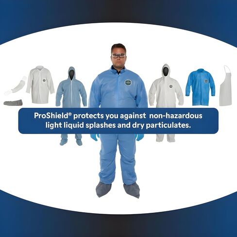 DuPont ProShield 10 PB127S Disposable Protective Coverall with Standard Fit Hood, Elastic Cuff and Ankles, White, 2X-Large (Pack of 25) (PB127SWH2X002500) in Kuwait
