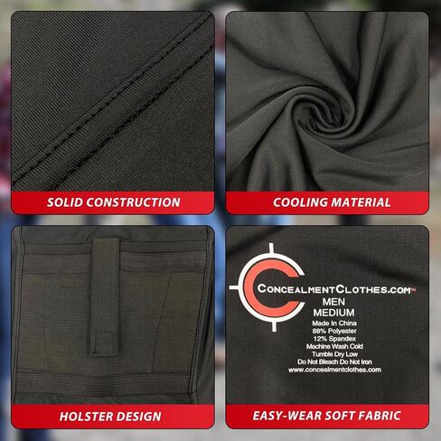 Men's Concealed Carry CCW Holster Muscle Undershirts, White or Black in Saudi Arabia
