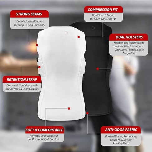 Men's Concealed Carry CCW Holster Muscle Undershirts, White or Black in Saudi Arabia