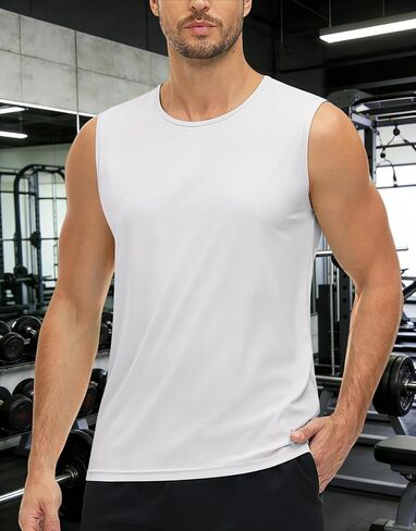 Men's Sleeveless Shirts Quick Dry Tank Tops UPF 50+ Sun Protection Athletic Workout Muscle Shirt for Gym, Swim and Running in Kuwait