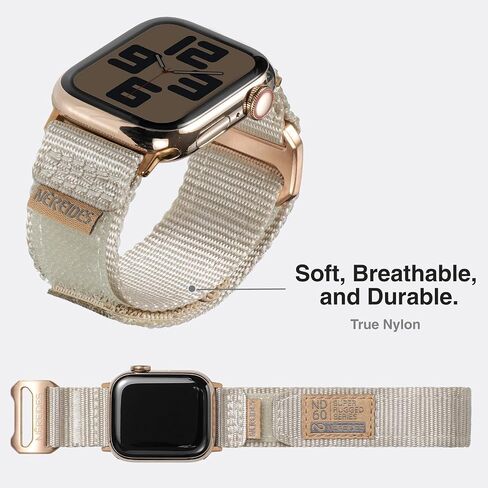 NEREIDES Nylon Band Compatible with Apple Watch Band 42mm 41mm 40mm 38mm, Rugged Sport Replacement Strap with Rose Gold Hardware for Women, Breathable Hook and Loop Fits iWatch Series 11 10 9 8 7 6 5 4 SE in Saudi Arabia
