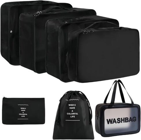 Travel packing cube bag,7Set Packing Cubes Luggage Packing Organizers for Travel, Clothing Bag, Suitcase Organizer Luggage Cubes with Wash Bag(Pink) in Saudi Arabia