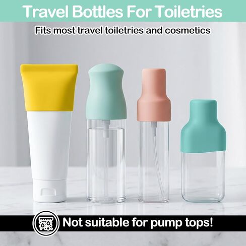 Tyqour 8 Pack Travel Bottle Covers Leak Proof Silicone Bottle Covers for Travel, Silicone Cover for Travel Toiletries, Cruise Ship Essentials 2026 Leak Proofing Elastic Sleeves for Women Men in Kuwait