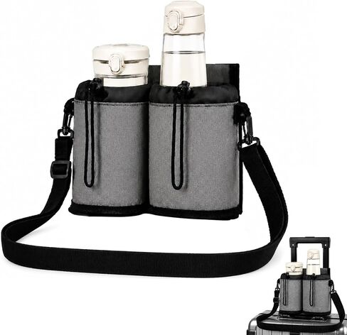 Luggage Travel Cup Holder with Shoulder Strap Free Hand Drink Carrier Carry on Beverage Cup Holder Attachment Fits Roll on Suitcase Handles Business People, Travel Essentials in Kuwait
