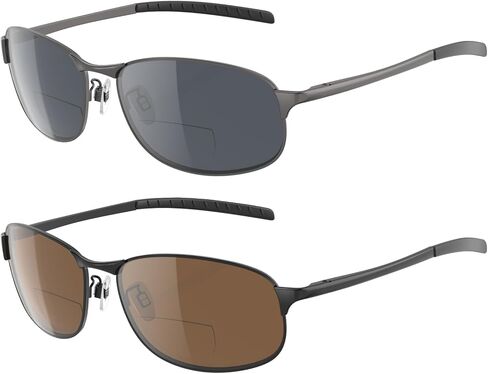 DEHOTRE 2 Pack Bifocal Reading Sunglasses Men Stainless Steel Frame Sun Readers for Driving Zero Top UV400 Metal Hinge in Saudi Arabia