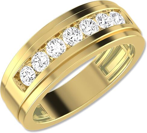 ARCHMAN Men’s Lab Grown Diamond Ring | 7 Stone Wedding Band for Him | Solid Gold Engagement Ring | Ethical Jewelry | Anniversary Band in Saudi Arabia