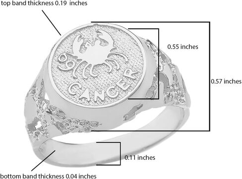 Solid 925 Sterling Silver Cancer Zodiac Sign Band Nugget Men's Ring in Kuwait