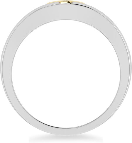 ARCHMAN Men's Cross Ring, 1/3 Cttw Natural Diamond Band/Ring, (GH Color I3 Clarity) 10K Two-Tone Gold, Men's Ring, Religious Jewelry Ring Size - US10 in Saudi Arabia
