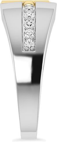 ARCHMAN Men's Cross Ring, 1/3 Cttw Natural Diamond Band/Ring, (GH Color I3 Clarity) 10K Two-Tone Gold, Men's Ring, Religious Jewelry Ring Size - US10 in Saudi Arabia